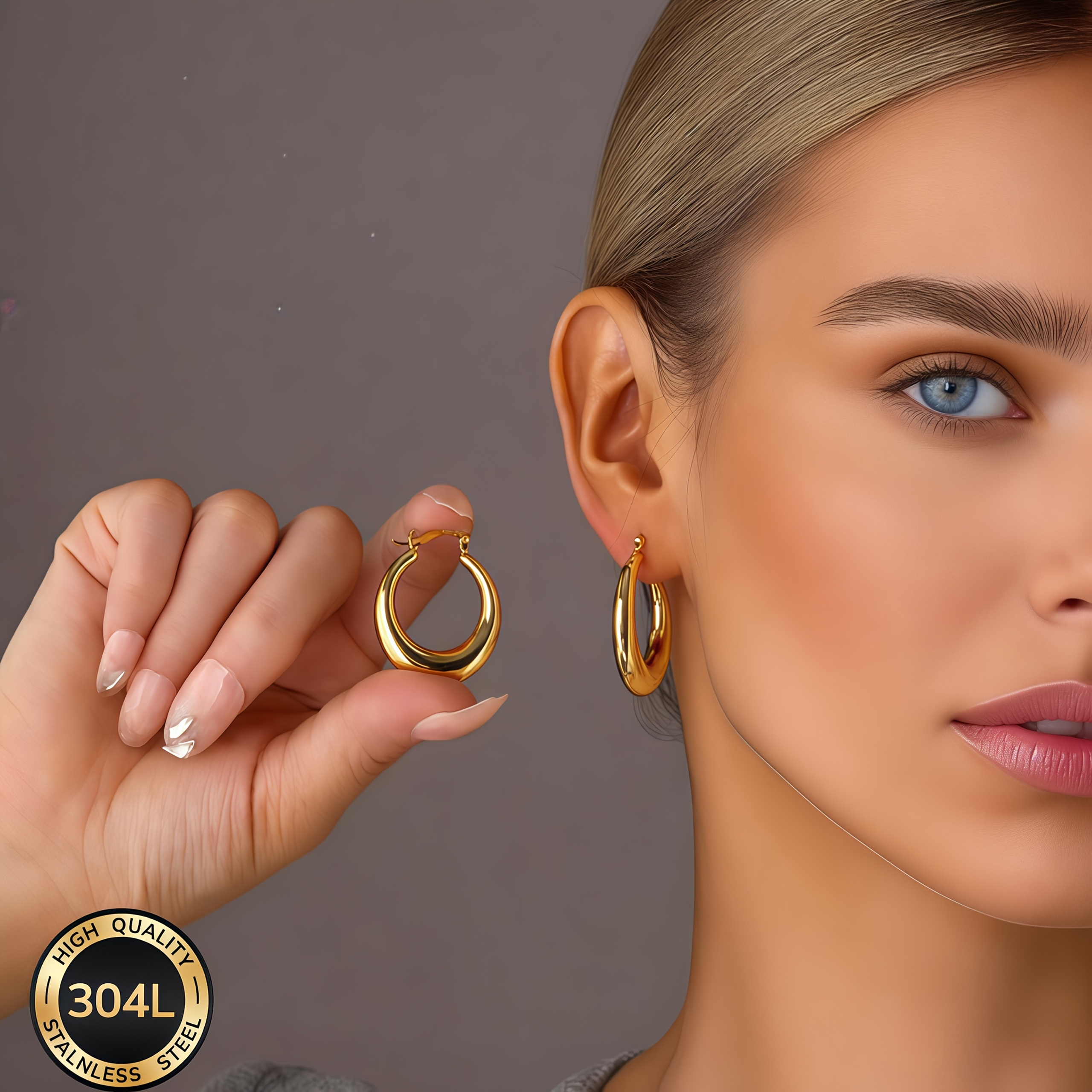Women's High-Quality Stainless Steel Hollow Earrings